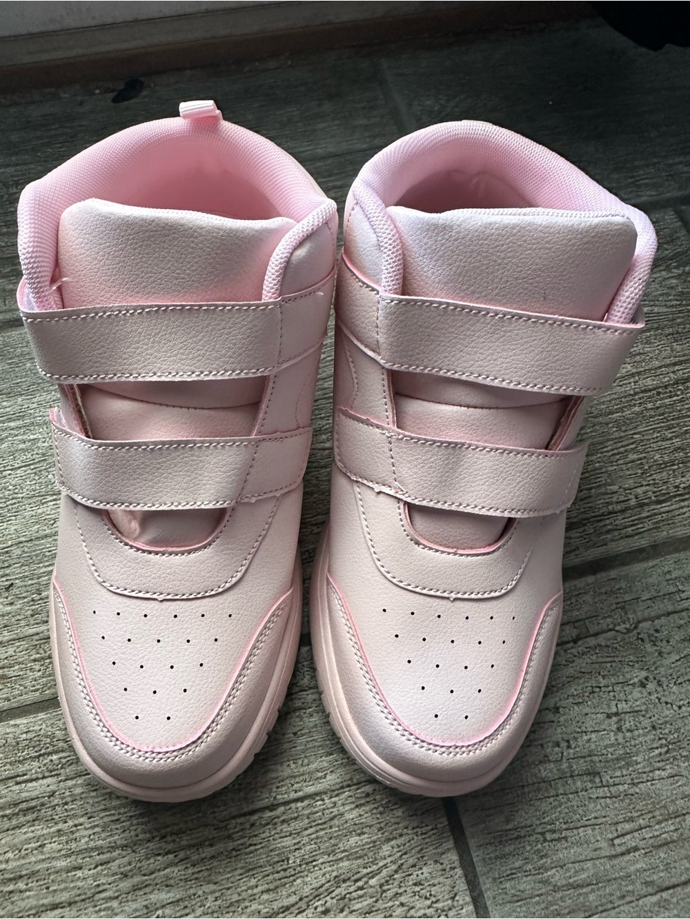 Kids Pink High-Top Athletic Shoes with Velcro Straps